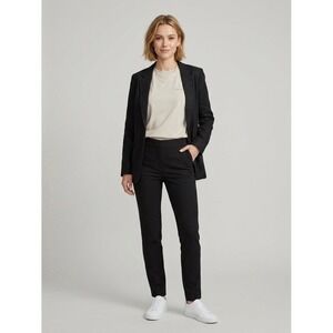 Sans & Sans Womens Black Slim Fit Tapered Dress Pants Elastic Back Size S